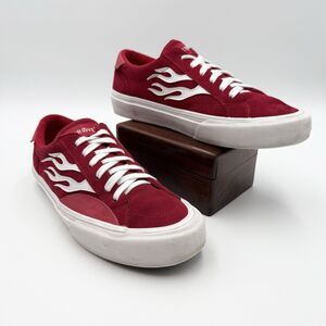 Straye Logan Flame Red Suede Skate Shoes, Men 10.5